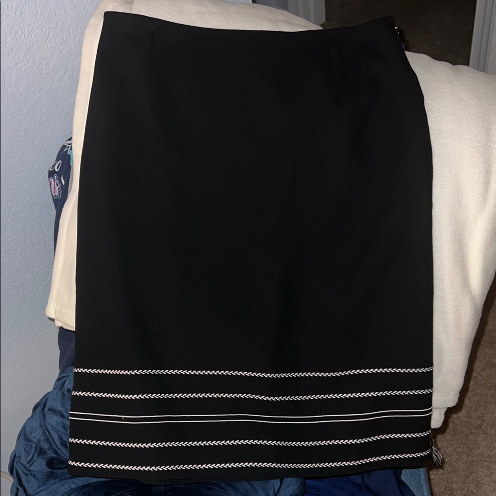 LOFT Black Pencil Skirt with White Accents